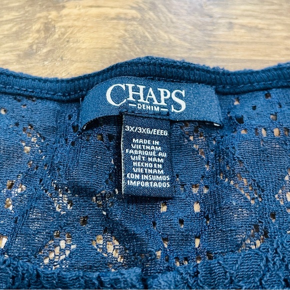 CHAPS Sleeveless Women's Tank Top 3X Navy Blue Lace Blouse Plus Sz‎ 3XL - Picture 2 of 4